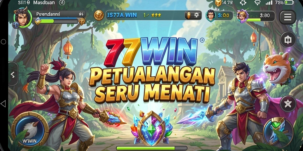 Screenshot gameplay <strong>77WIN</strong> yang menunjukkan momen menegangkan dalam petualangan.