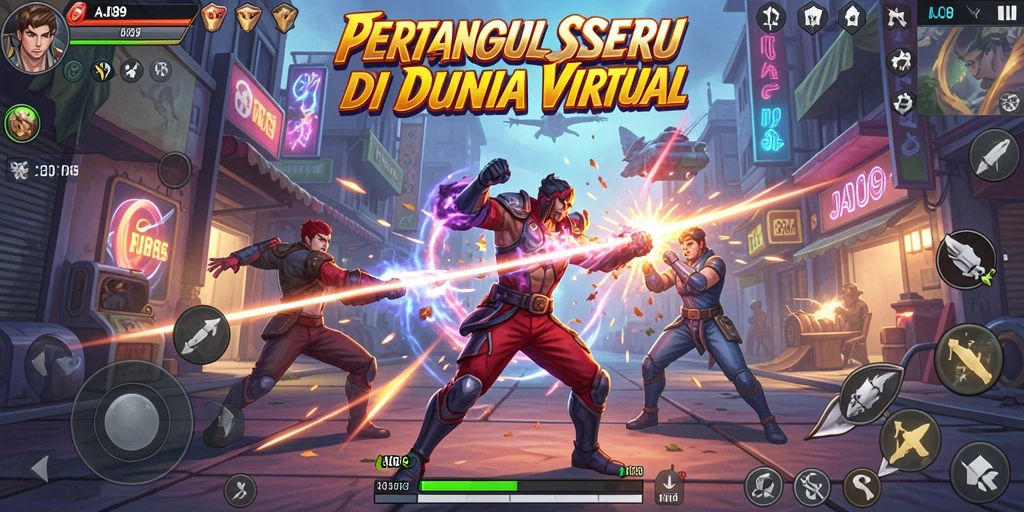Gameplay AJO89 menampilkan aksi pertarungan yang seru dan serangkaian jurus karakter.
