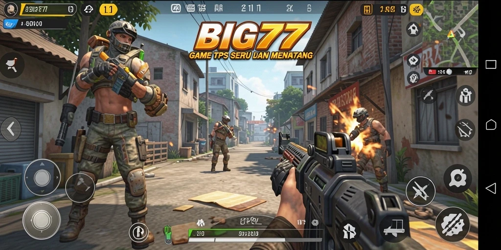 Tangkapan layar BIG77 menampilkan aksi pertempuran yang intens di gameplay TPS.
