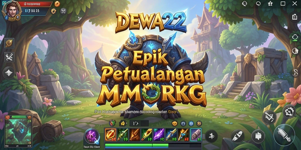 Screenshot gameplay DEWA22 menampilkan pertarungan seru di dunia fantasi.