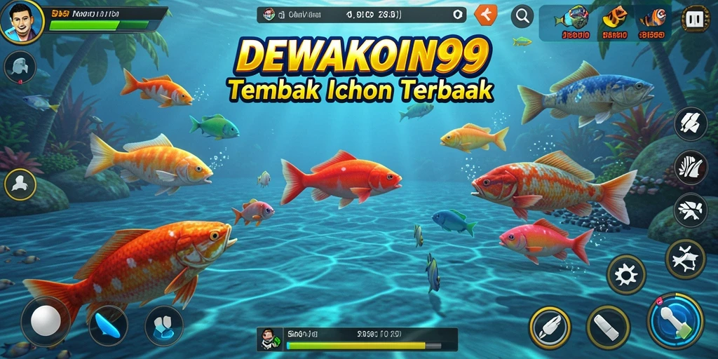 Screenshot gameplay DEWAKOIN99 dengan aksi menembak ikan