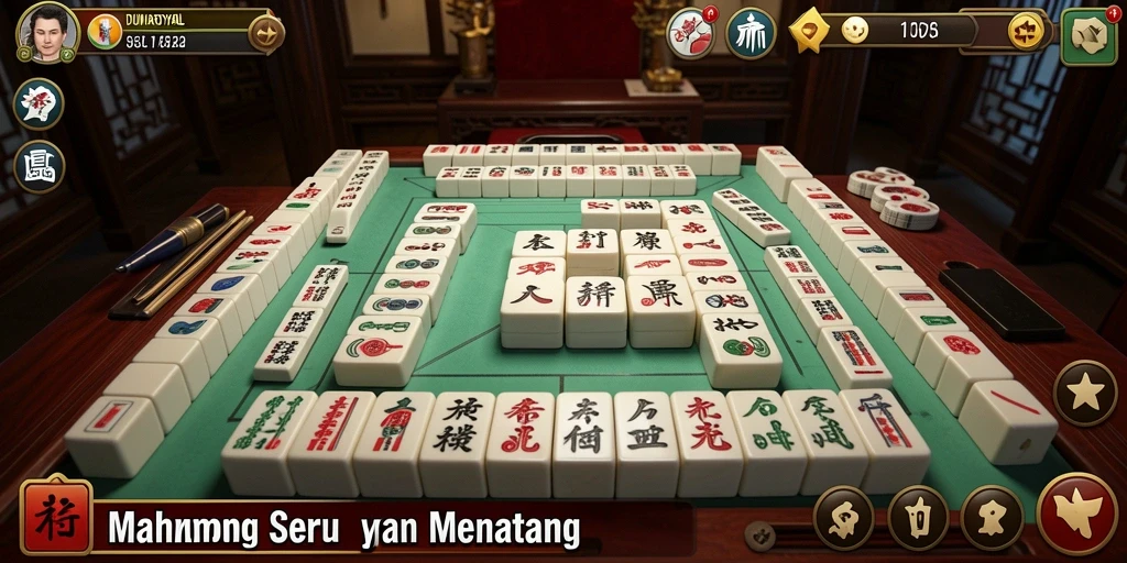 Screenshot DUNIAROYAL menampilkan gameplay Mahjong yang menantang dan menarik.