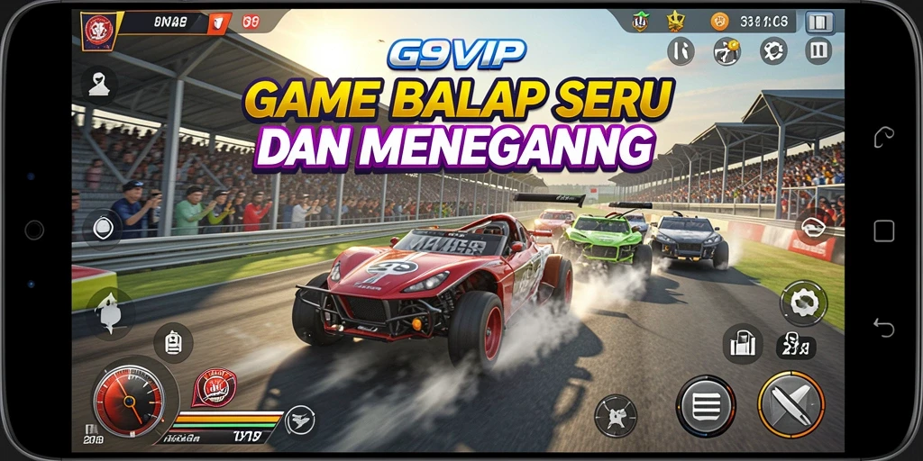 Gameplay G9VIP yang intens dan menegangkan dengan balapan seru.