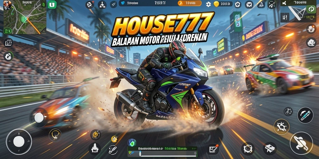 Gameplay balapan motor yang seru dan penuh tantangan.