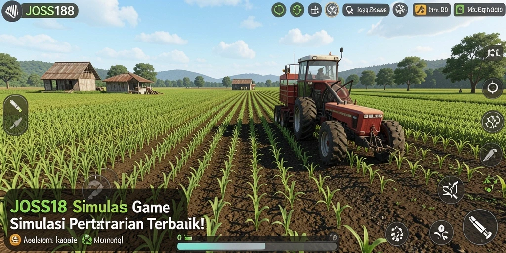 Tampilan screenshot gameplay JOSS188 dengan lahan pertanian yang indah.