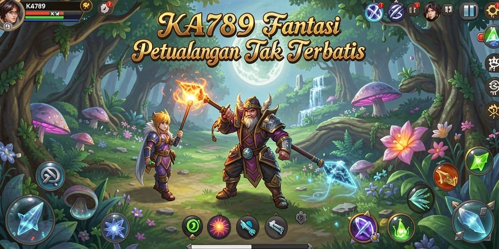 Screenshot menunjukkan aksi pertempuran dramatis dan karakter yang menarik di KA789.