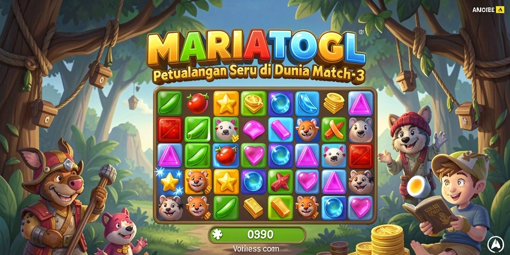 Gameplay seru MARIATOGL dengan elemen Match-3 yang menantang.