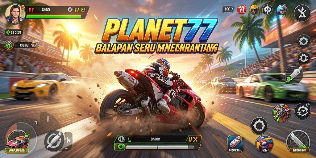 Gameplay seru balapan mobil dalam PLANET77 yang mendebarkan.