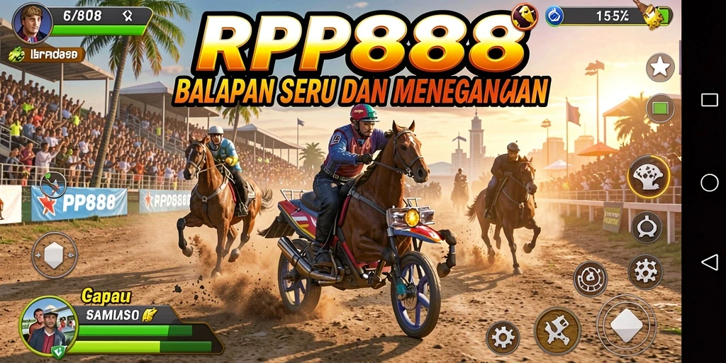 Tampilan gameplay RP888 yang mendebarkan saat balapan.