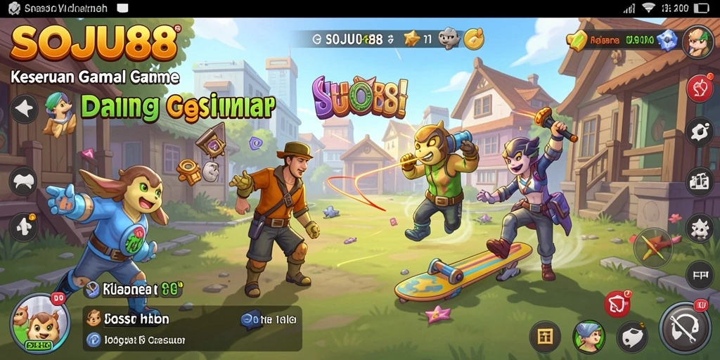 Screenshot permainan <strong>SOJU88</strong> yang menyenangkan dan penuh warna.