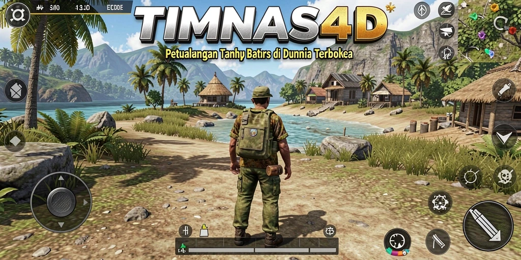 Screenshot gameplay TIMNAS4D yang menunjukkan eksplorasi dunia terbuka yang luas.