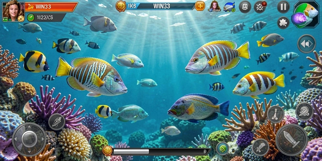 Tampilan gameplay seru menangkap ikan di WIN33.