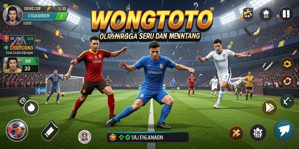 Tangkapan layar utama WONGTOTO menampilkan aksi permainan olahraga yang mendebarkan.